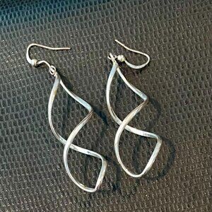 Sterling Silver Double Twist Drop Earrings